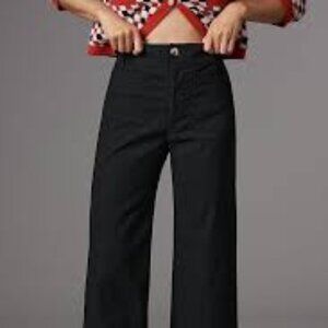 Anthropologie Maeve NWT The Colette Crop Wide-Leg Pants Black Size 31